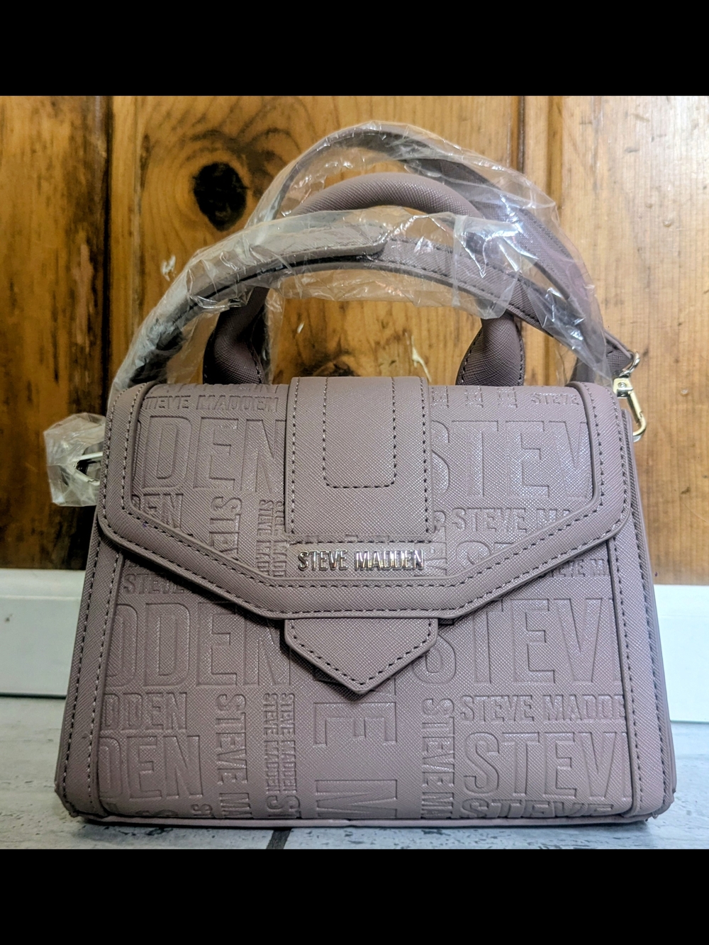 Steve Madden Mauve Embossed Top-Handle Crossbody Bag